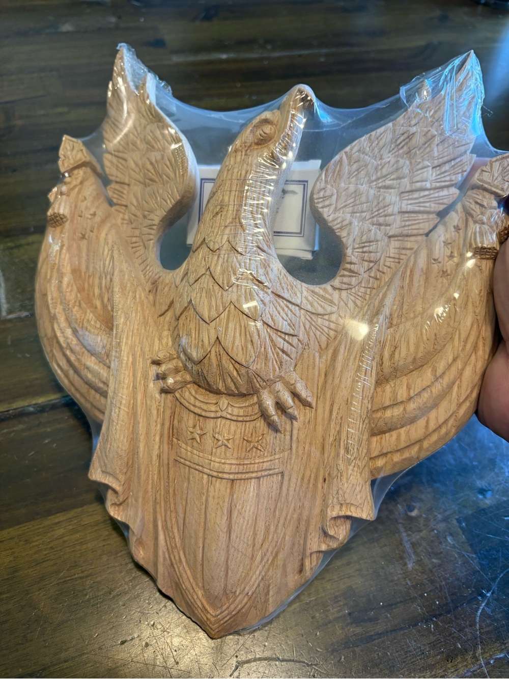 American Eagle Wall Hanging Unfinished Wood Shield Americana Patriotic Plaque - Picture 3 of 7
